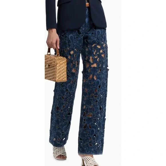 Rag & Bone‎ New York Embellished Lace Wide Leg Jeans Size 33 - Picture 4 of 7